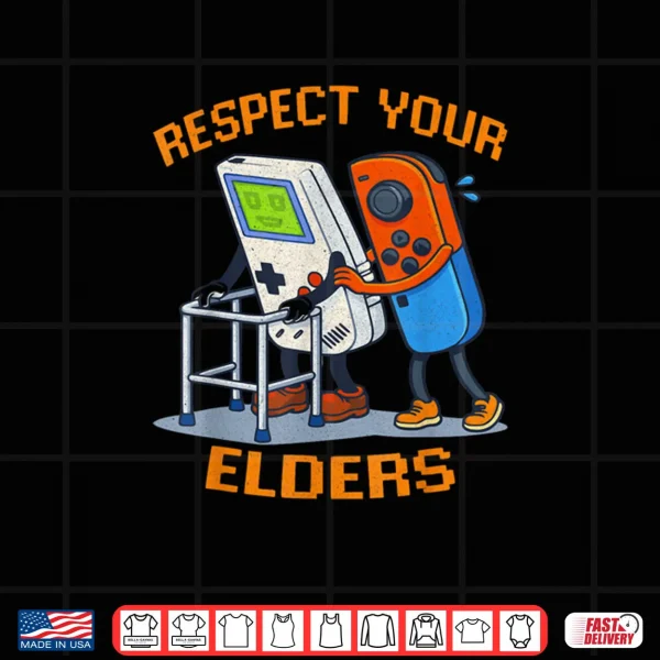 Design Respect Your Elders Gaming Control 80s Retro Gamer Shirt