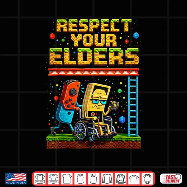 Design Respect Your Elders Gaming Control Vintage Gaming Shirt