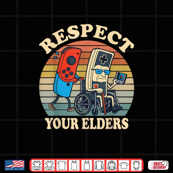 Design Respect Your Elders Retro Gaming Funny Controller 80s Shirt