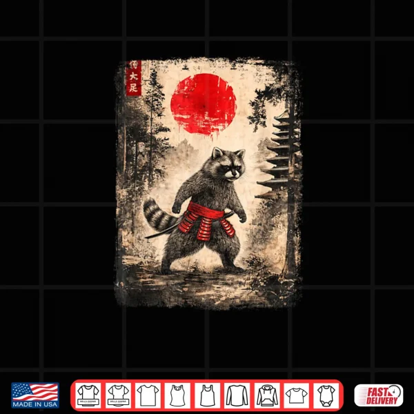 Design Samurai Raccoon Japanese Art Shirt
