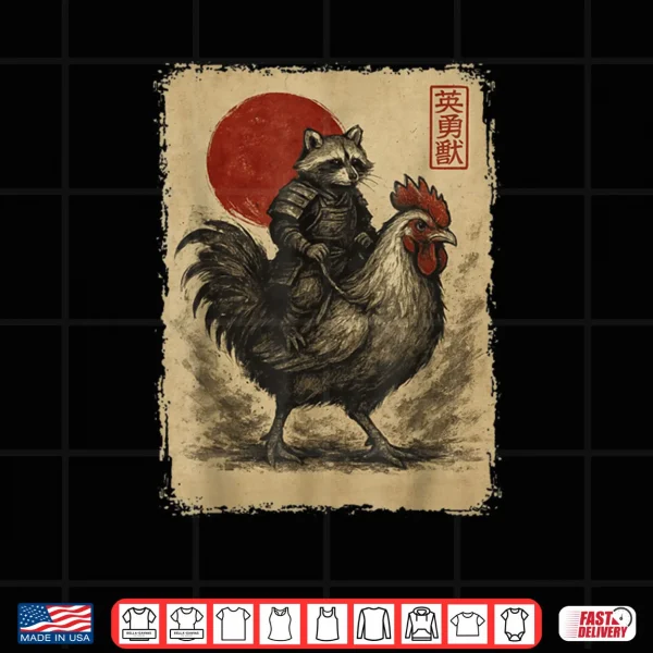 Design Samurai Raccoon Japanese Graphic Ukiyo e Art Shirt