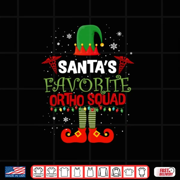 Santa Favorite Ortho Squad Elf Orthodontist Christmas Pajama Shirt 4 Design Santa Favorite Ortho Squad Elf Orthodontist Christmas Pajama Shirt