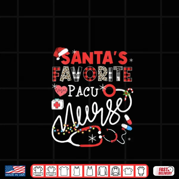 Santa's Favorite Pacu Nurse Christmas Lights Leopard Shirt 4 Design Santas Favorite Pacu Nurse Christmas Lights Leopard Shirt