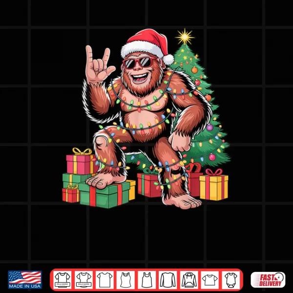 Sasquatch Christmas Tree Xmas Lights Holiday Shirt 3 Design Sasquatch Christmas Tree Xmas Lights Holiday Shirt