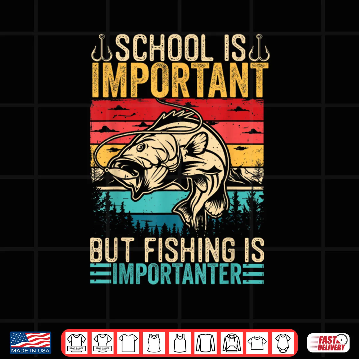 School is Important But Fishing is Importanter Fish Bass Shirt School is Important But Fishing is Importanter Fish Bass Shirt