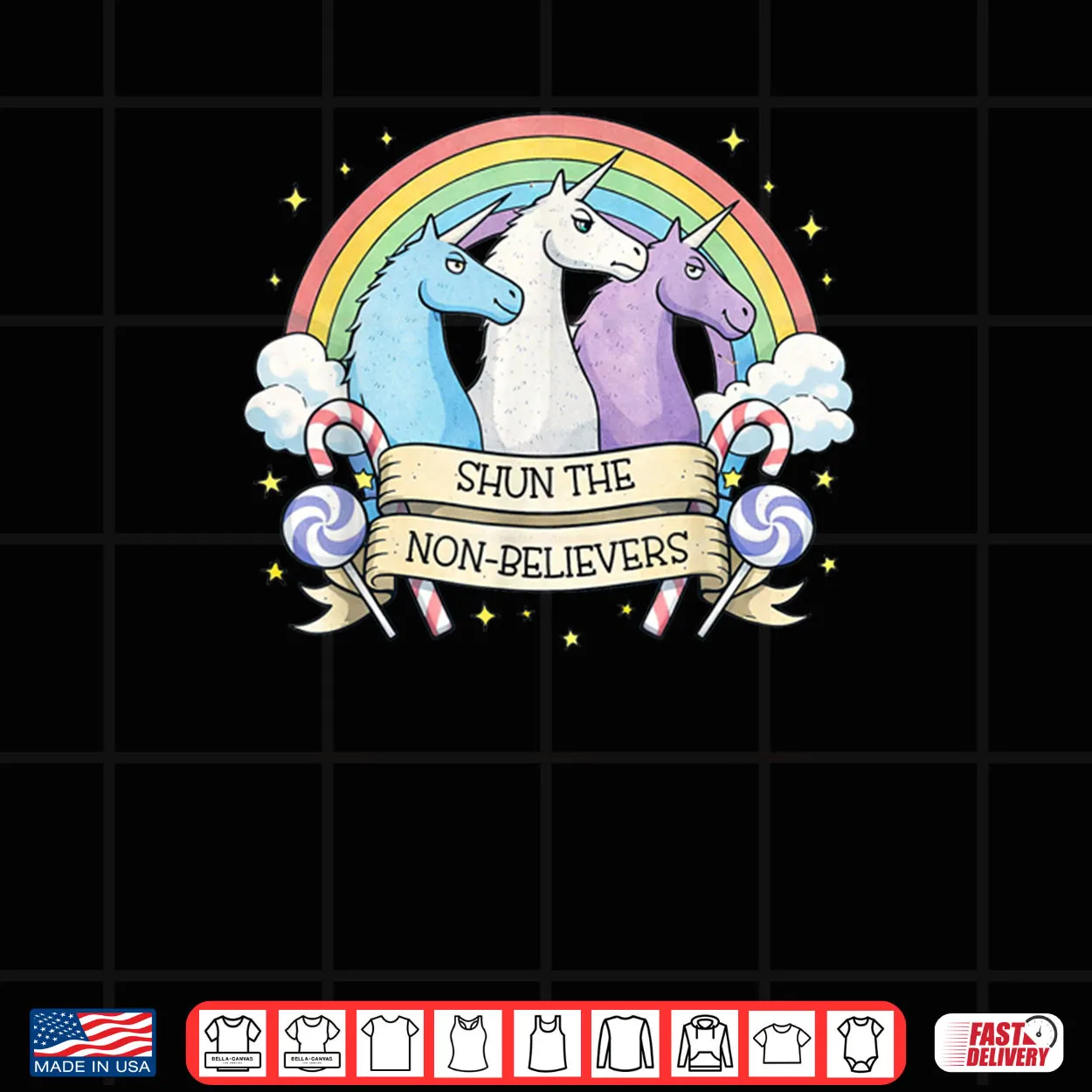 Shun The Non Believers Unicorn Candy Shirt Shun The Non Believers Unicorn Candy Shirt