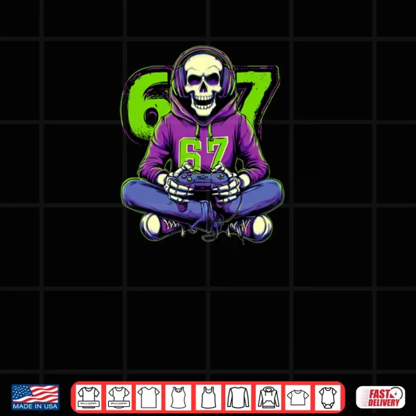 Design Skeleton 67 Gamer With Retro Controller Shirt