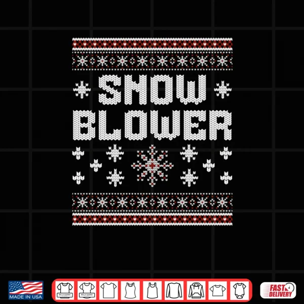 Design Snowman and Snow Blower Matching Couple Ugly Christmas Shirt 1