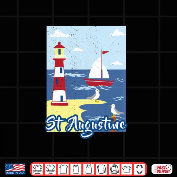 Design St Augustine Lighthouse Florida Nautical Seagull Sailboat Shirt