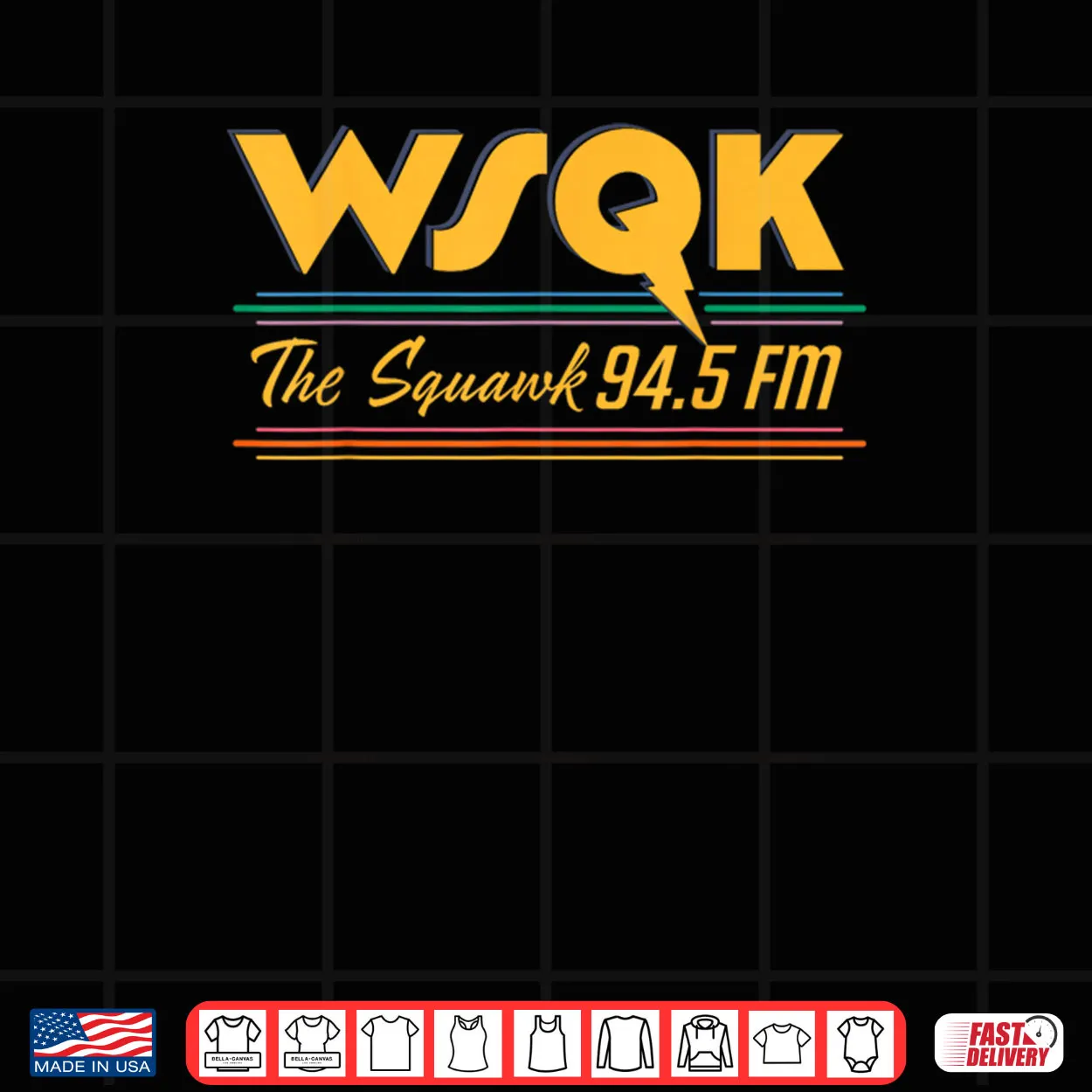 Stranger Things Season 5 WSQK The Squawk 94.5 FM Retro Logo Shirt Stranger Things Season 5 WSQK The Squawk 94.5 FM Retro Logo Shirt