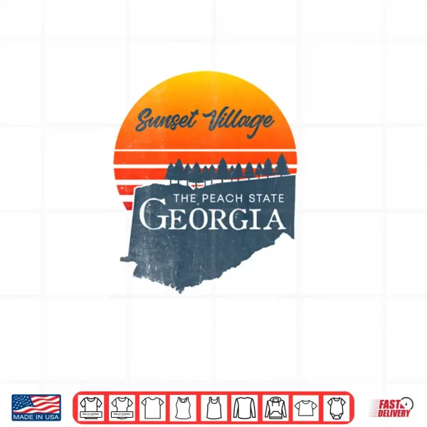 Design Sunset Village Georgia Peach State Vintage Sunset Shirt