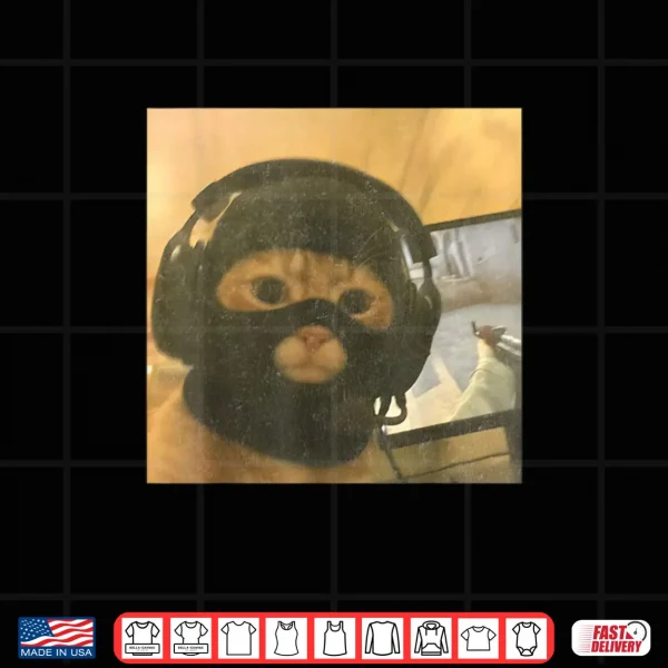 Design Tactical Gamer Cat Meme Graphic Shirt