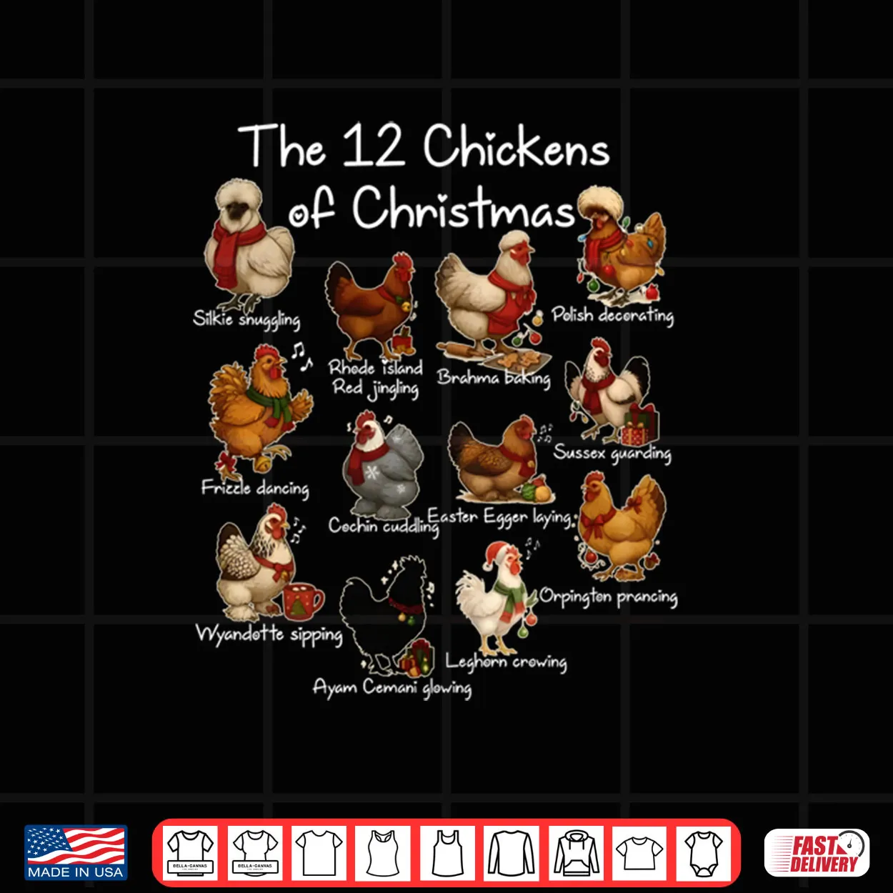 The 12 Chickens of Christmas Farm Animal Cute Xmas Holiday Shirt The 12 Chickens of Christmas Farm Animal Cute Xmas Holiday Shirt