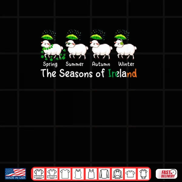 Design The Seasons Patricks Day Ireland Four Cute Sheep Shamrocks Shirt