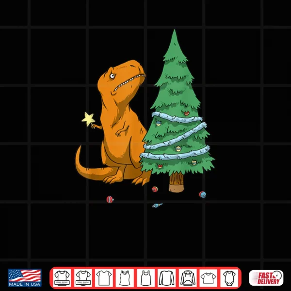 Design The Struggle is Real Sad T Rex Decorating Christmas Tree Shirt
