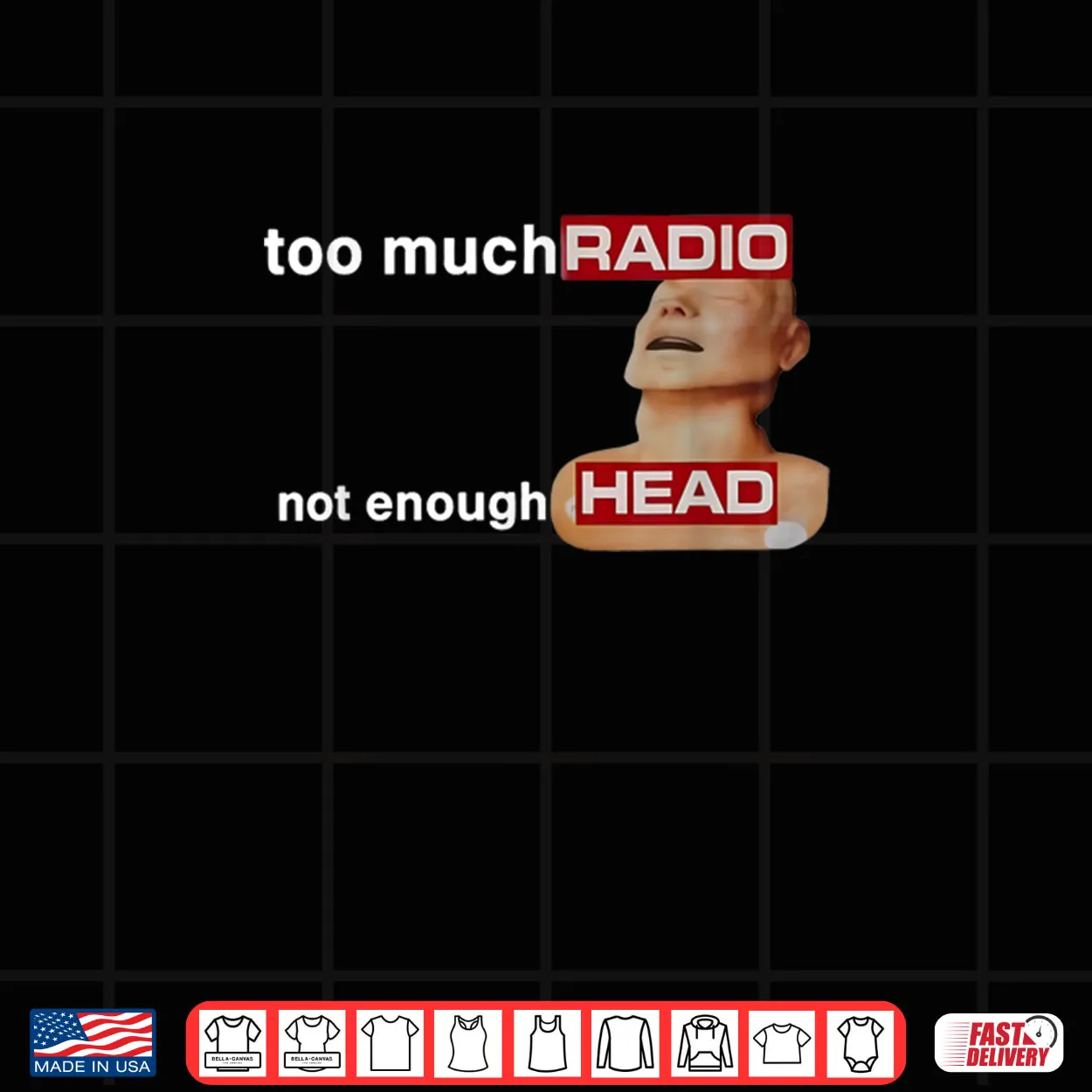 Too Much Radio Not Enough Head Funny 80’s Radio Head Meme Shirt Too Much Radio Not Enough Head Funny 80’s Radio Head Meme Shirt