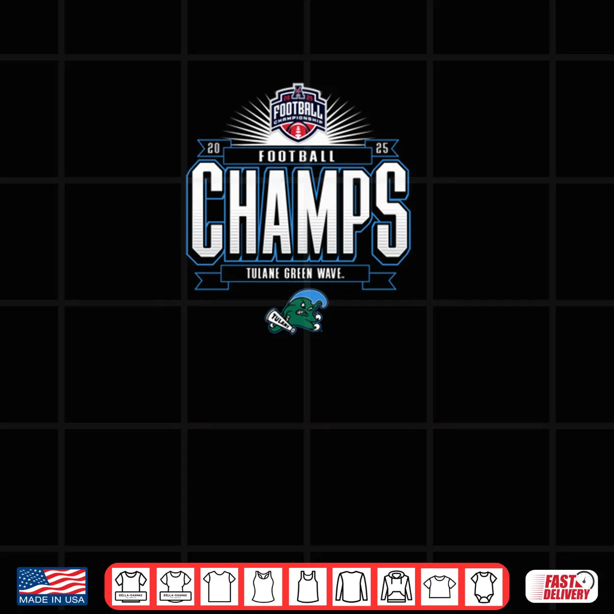 Tulane Green Wave AAC Champs 2025 Football Locker Room Shirt Tulane Green Wave AAC Champs 2025 Football Locker Room Shirt