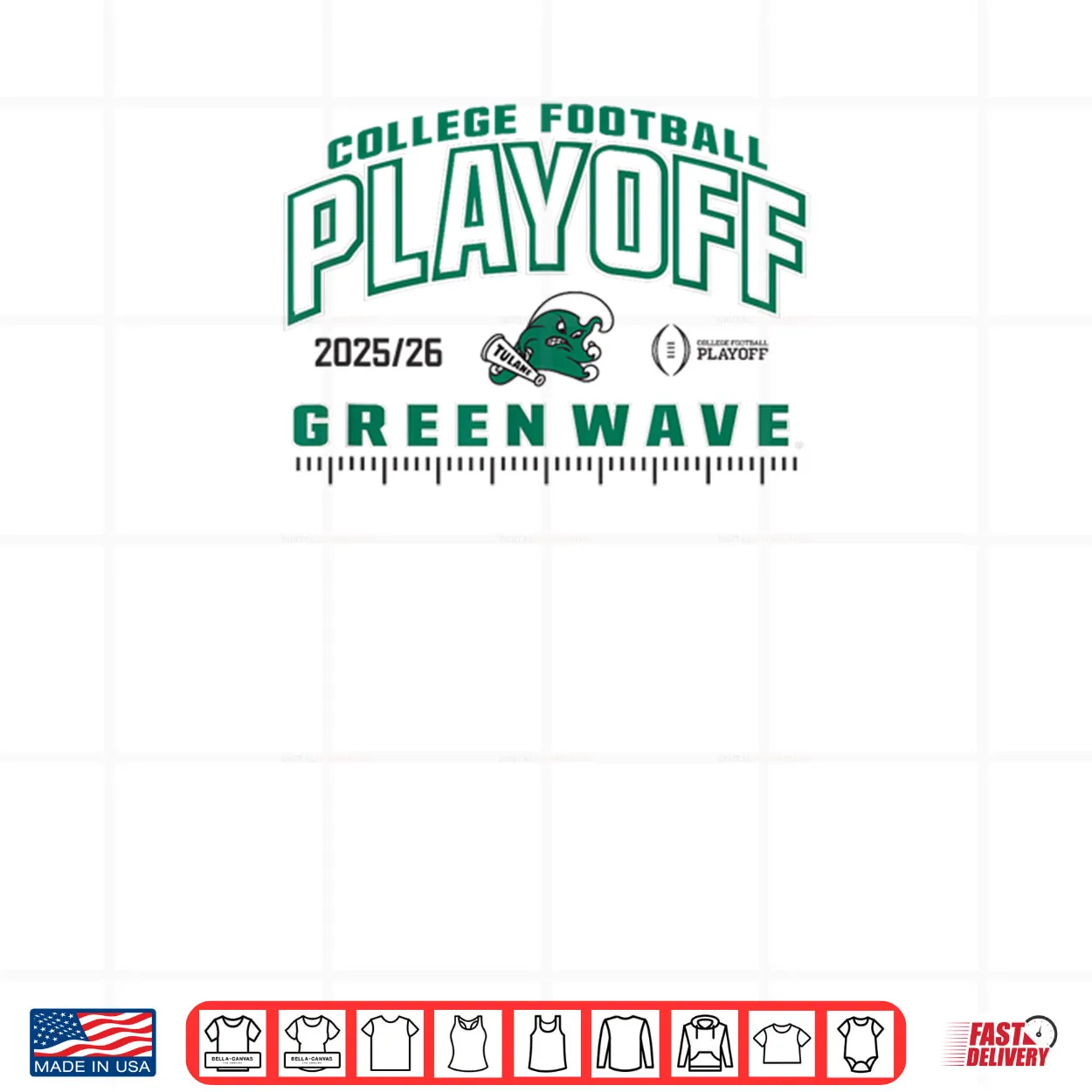 Tulane Green Wave College Football Playoff CFP 2025 26 Blue Shirt Tulane Green Wave College Football Playoff CFP 2025 26 Blue Shirt
