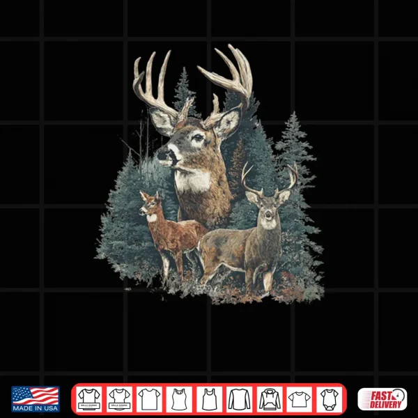 Vintage Deer 90s Graphic Style Hunter Deer Faded Nature Shirt 3 Design Vintage Deer 90s Graphic Style Hunter Deer Faded Nature Shirt