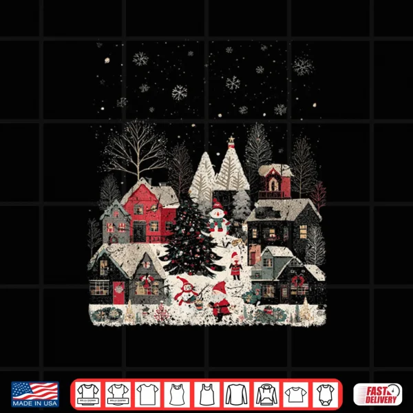 Design Winter Fashion Xmas Holiday Vacation Merry Christmas Village Shirt