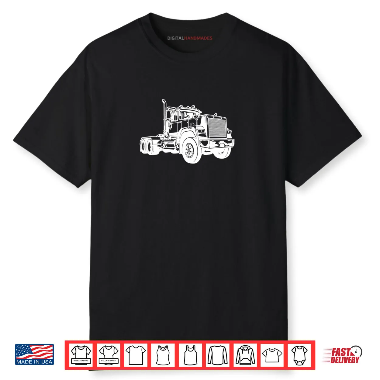 Diesel Truck Day Cab Big Rig Driver Graphic Art Shirt Diesel Truck Day Cab Big Rig Driver Graphic Art Shirt