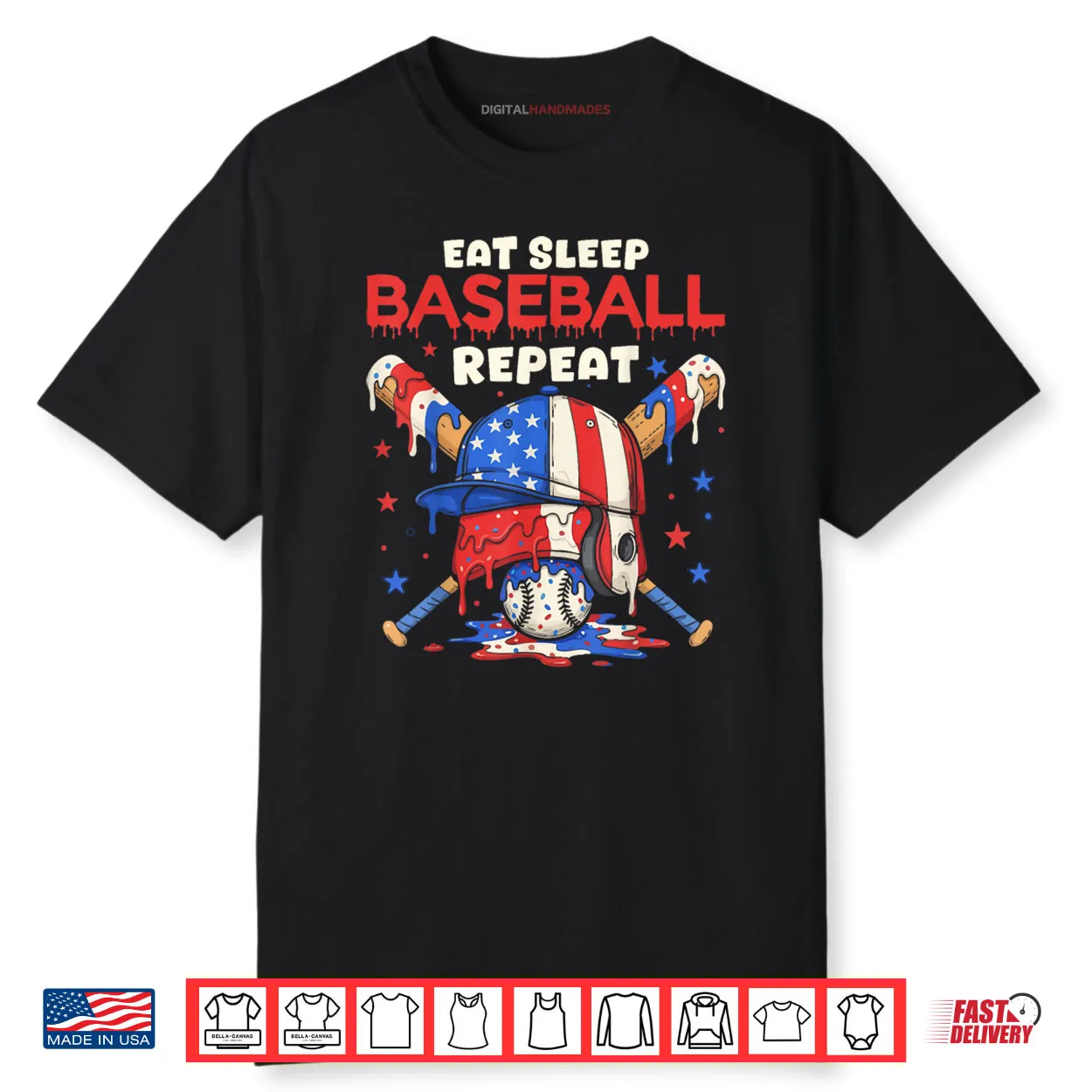 Eat Sleep Baseball Repeat Funny Ice Cream Drip Crossed Bats Shirt Eat Sleep Baseball Repeat Funny Ice Cream Drip Crossed Bats Shirt