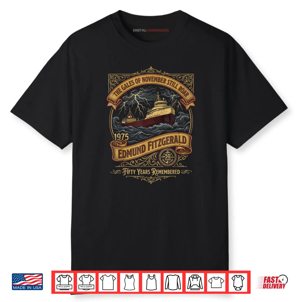 Edmund Fitzgerald Ship 1975 Anniversary Great Tribute Shirt Edmund Fitzgerald Ship 1975 Anniversary Great Tribute Shirt