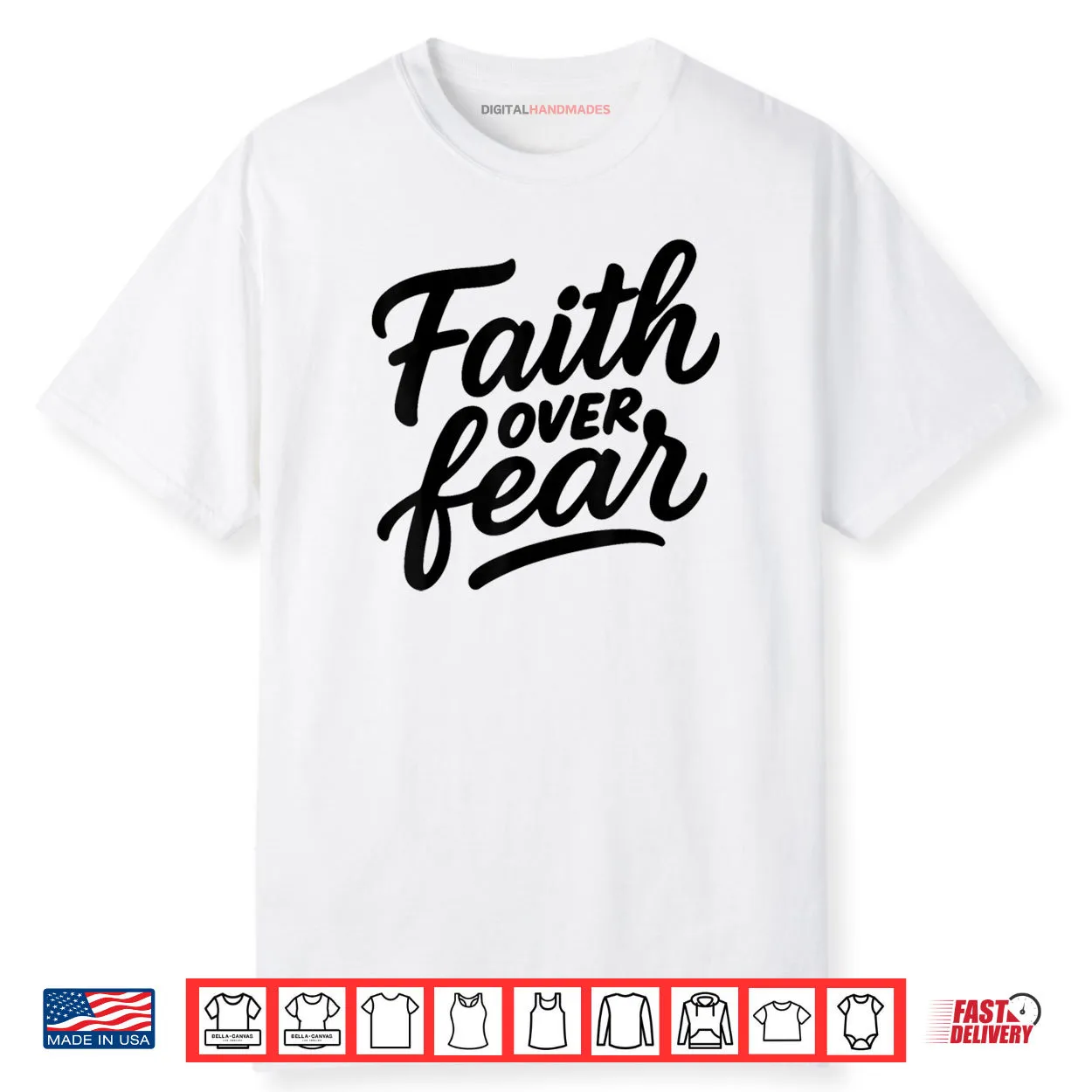 Faith Over Fear Hand Drawn Christian Encouragement Art Shirt Faith Over Fear Hand Drawn Christian Encouragement Art Shirt
