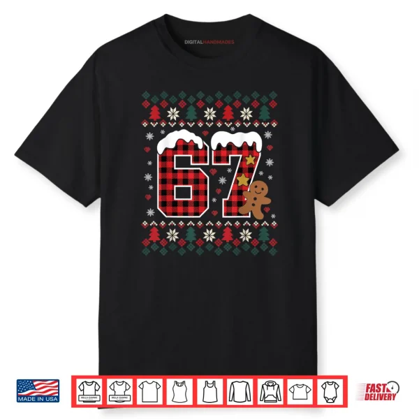 Funny 67 Christmas Pajamas Shirt Six Seven Meme Brainrot Shirt
