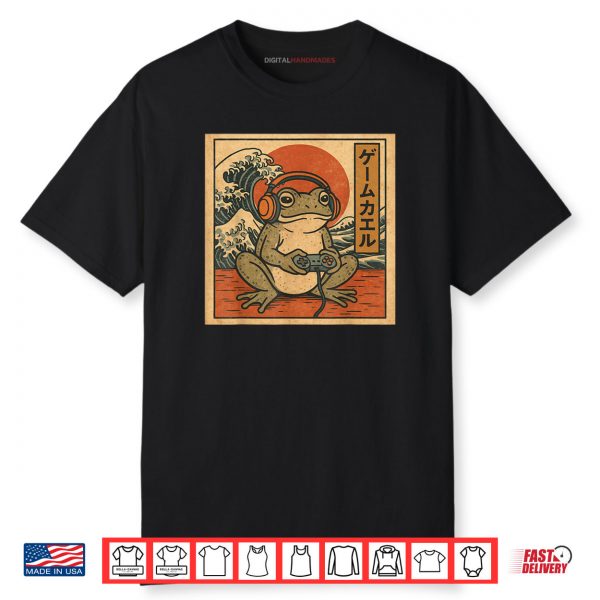 Gaming Frog Art Ukiyo e Japanese Gamer Anime Shirt