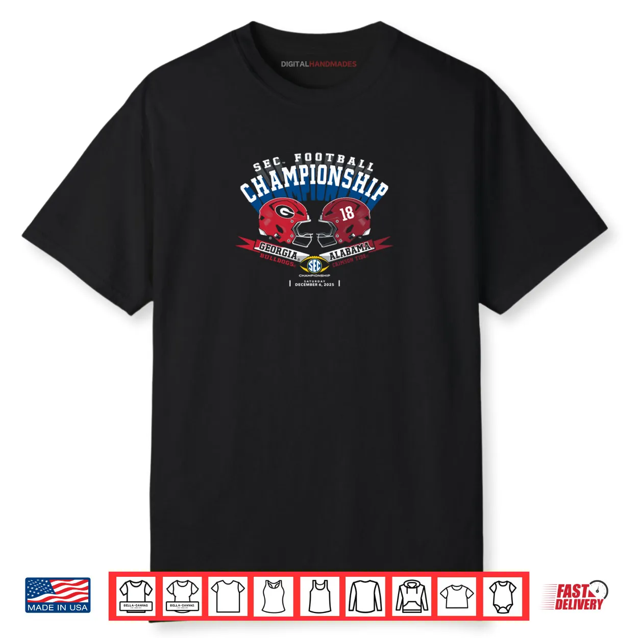Georgia vs Alabama SEC Champsionship 2025 Football Shirt Georgia vs Alabama SEC Champsionship 2025 Football Shirt