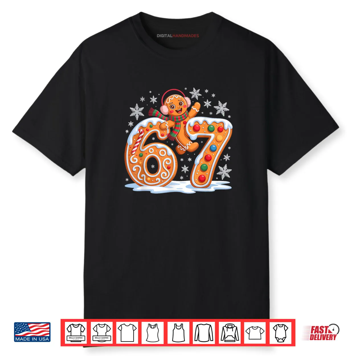 Gingerbread Six Seven 67 Ice Cream Drip Christmas Girl T Shirt Gingerbread Six Seven 67 Ice Cream Drip Christmas Girl T Shirt
