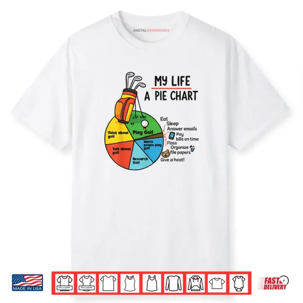 Golf My Life Pie Chart Think About Golf Research Golf Shirt