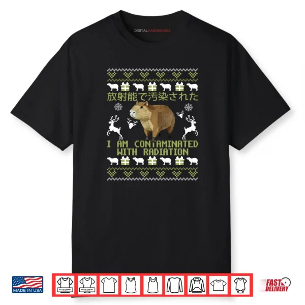 Green Capybara Contaminated by Radiation Ugly Xmas Sweaters Shirt