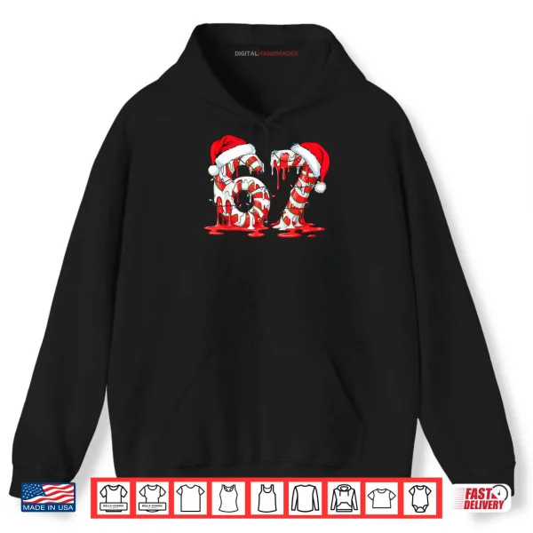 Hoodie 67 Meme Six Seven Candy Canes Drip Christmas Pajamas Holiday Shirt