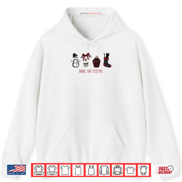 Hoodie Dark But Festive Goth Black Cat Spooky Christmas Shirt 2