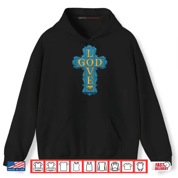 Hoodie Gamma Blue God Love Jesus Chrisrtian Shirt