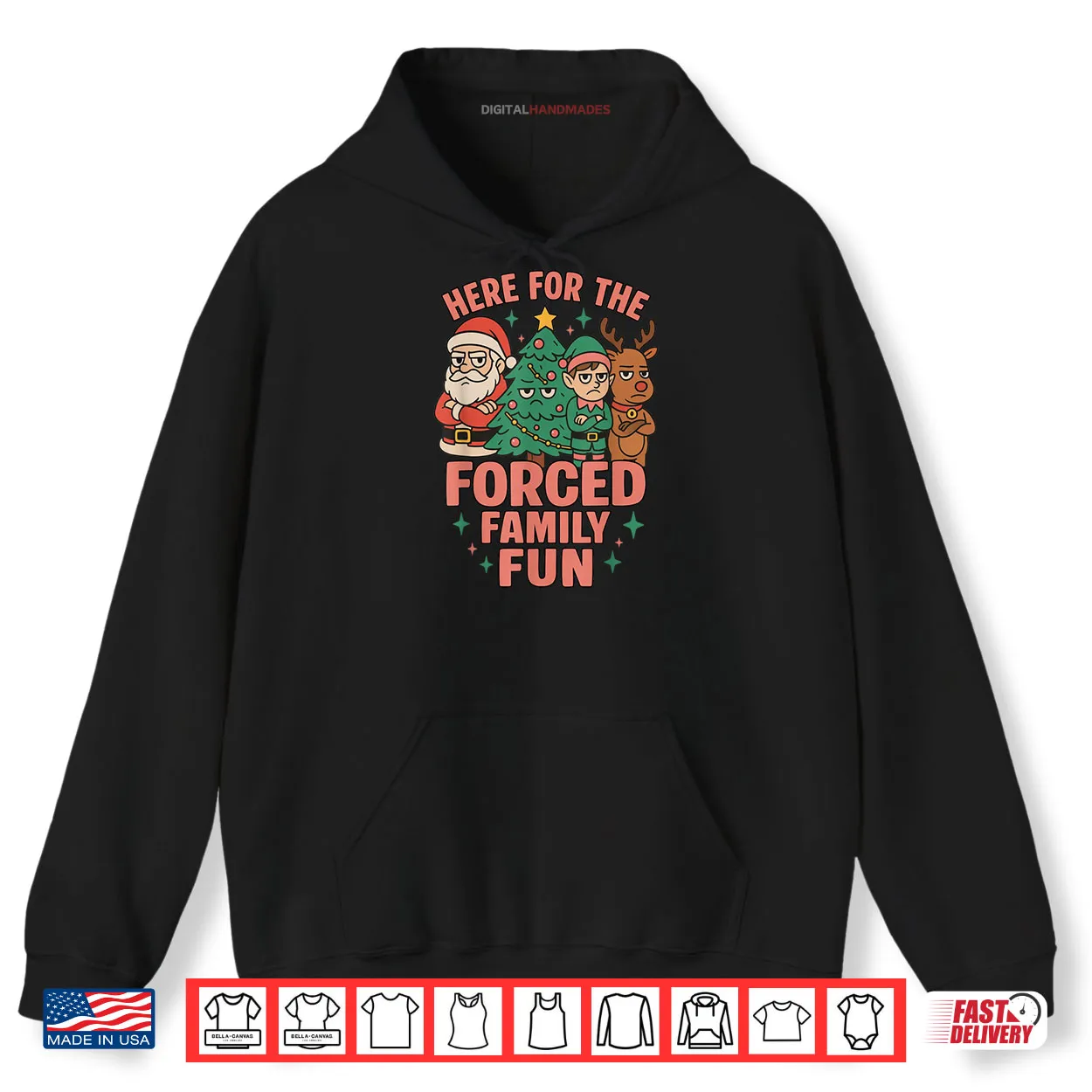 Here for The Forced Family Santa Christmas Tree Xmas Shirt Here for The Forced Family Santa Christmas Tree Xmas Shirt