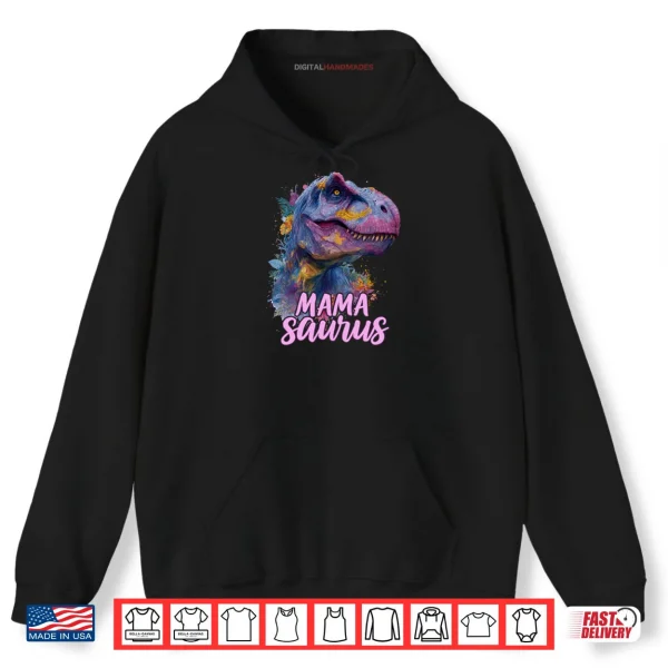 Hoodie Mamasaurus Mama Saurus Floral Dinosaur Shirt