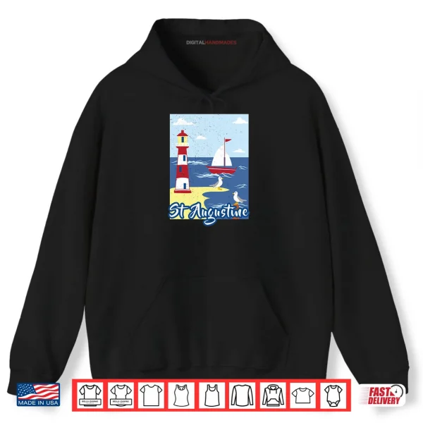 Hoodie St Augustine Lighthouse Florida Nautical Seagull Sailboat Shirt