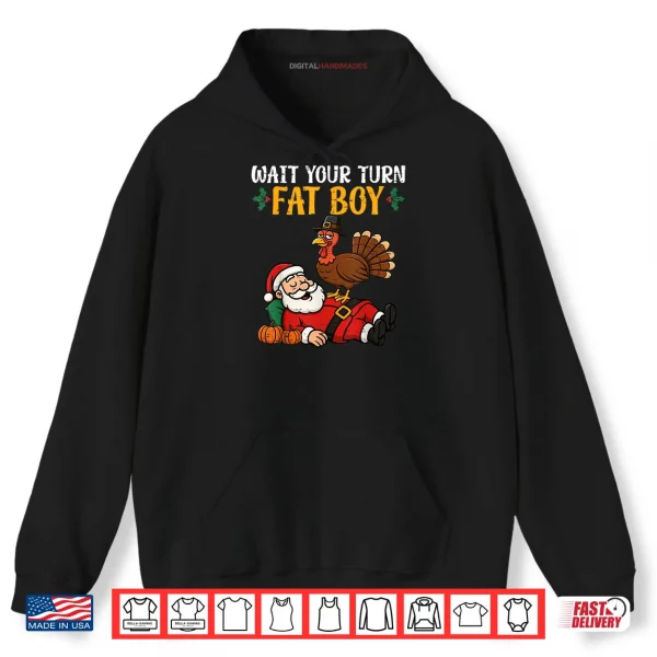 Hoodie Thanksgiving Christmas Turkey vs Santa Shirt