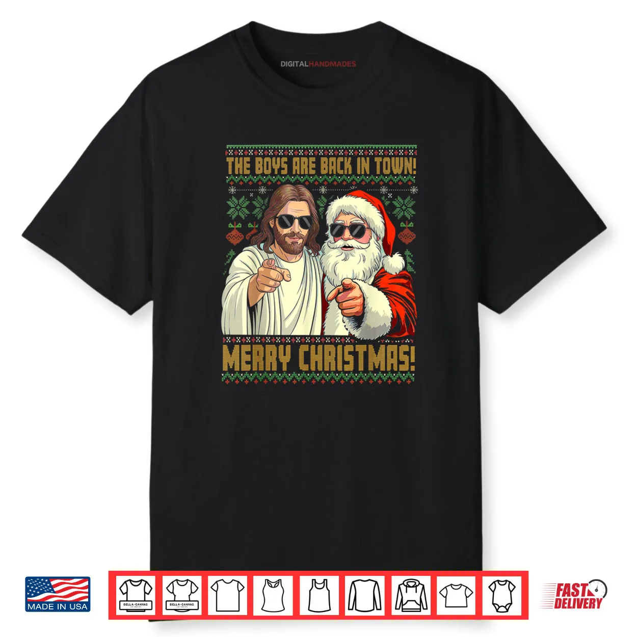 Jesus Santa The Boys are Back in Town Merry Christmas Shirt Jesus Santa The Boys are Back in Town Merry Christmas Shirt