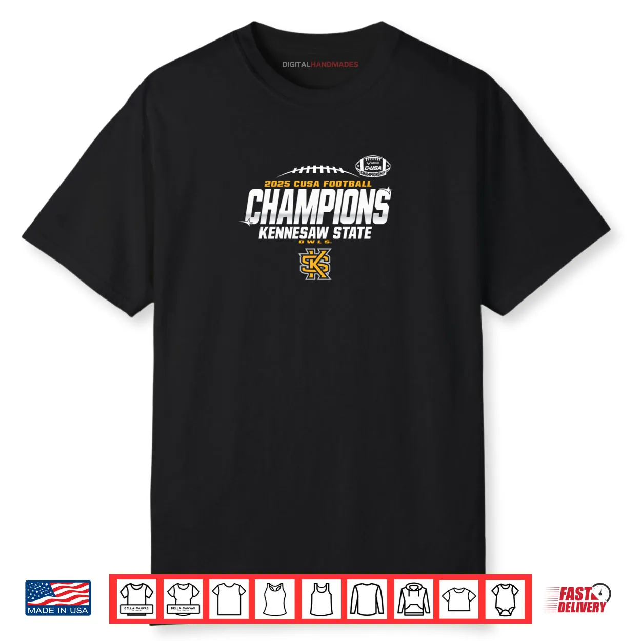Kennesaw State Owls C USA Champs 2025 Football Locker Room Shirt Kennesaw State Owls C USA Champs 2025 Football Locker Room Shirt