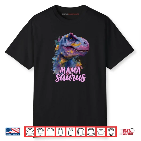 Mamasaurus Mama Saurus Floral Dinosaur Shirt