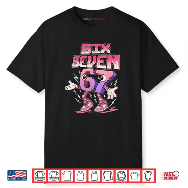 Meme Kids Six Seven Italian Steal a Brainrot Pink Girls 67 Shirt