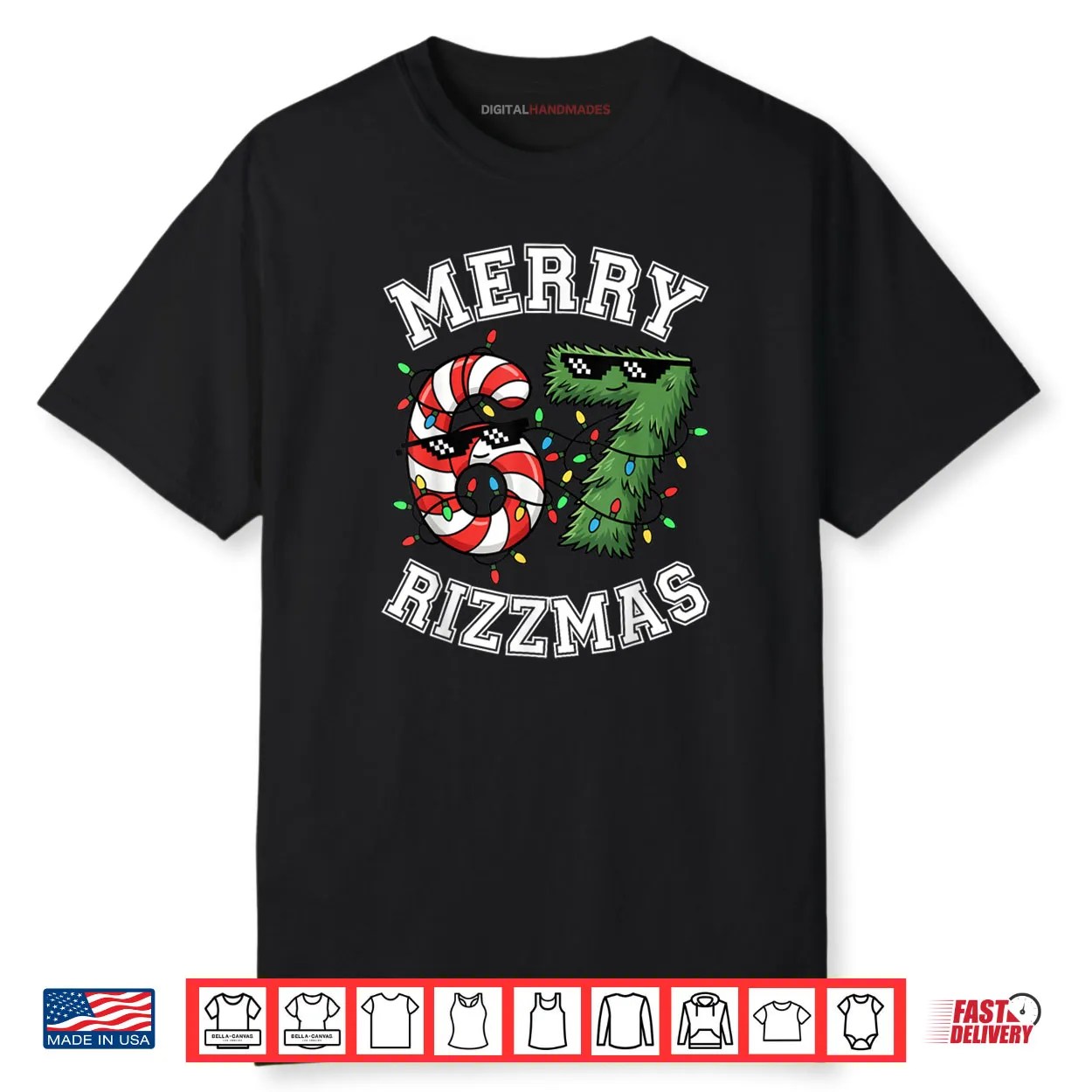Merry Rizzmas 67 Candy Cane Tree Sunglasses Shirt Merry Rizzmas 67 Candy Cane Tree Sunglasses Shirt
