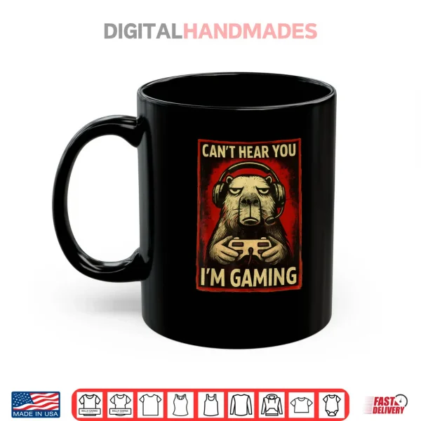 Mug Capybara Gamer Graphic Tee Men Boys Teens Video Gaming Shirt 1