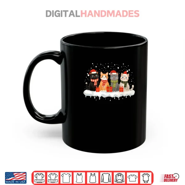 Mug Cat Christmas Light Reindeer Santa Christmas Cat Lover Xmas Shirt