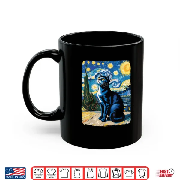 Mug Cat Lover Starry Night Van Gogh Meme for Cat Cat Mom Cat Dad Shirt