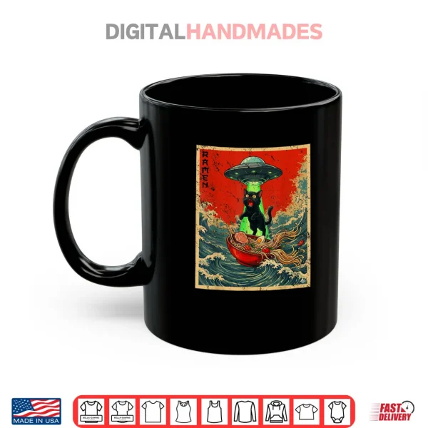 Cat Ramen UFO Japanese Anime Shirt 3 Mug Cat Ramen UFO Japanese Anime Shirt 1